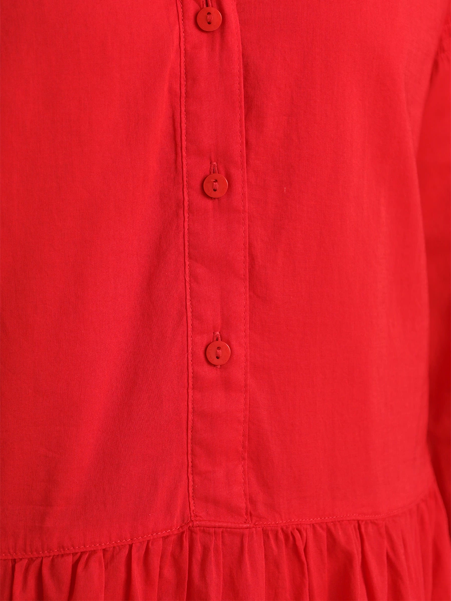 Платье ярусное красного цвета из биохлопка